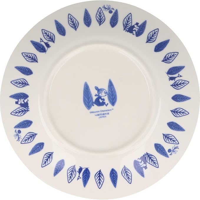 Moomin Blue Flora Plate 22 cm – Leaf Design | Yamaka Japan (Ceramic, Microwave & Dishwasher Safe)