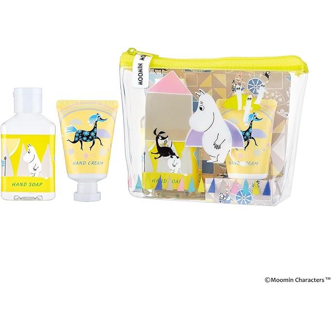 Moomin Clear Pouch Set with Mini Hand Soap & Hand Cream – Grapefruit Scent [Alcohol-free]