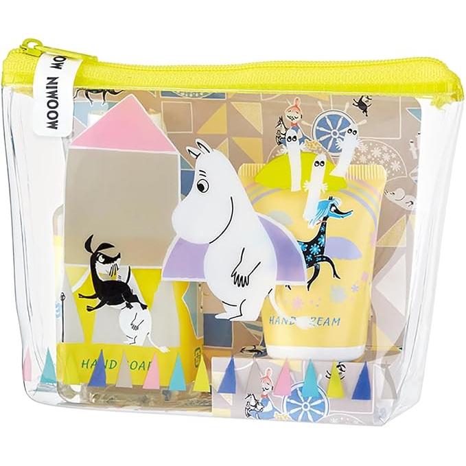 Moomin Clear Pouch Set with Mini Hand Soap & Hand Cream – Grapefruit Scent [Alcohol-free]