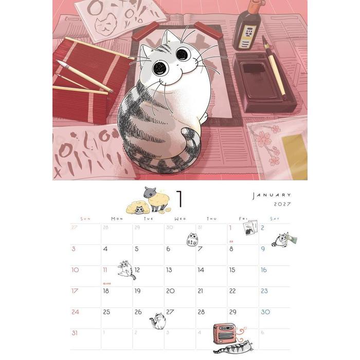 Nights with a Cat 2027 Wall Calendar – Kyuru Z [Japanese Edition]