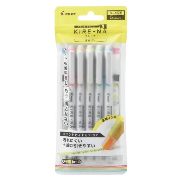 PILOT KIRE-NA Highlighter 5-Color Set – Basic Colors