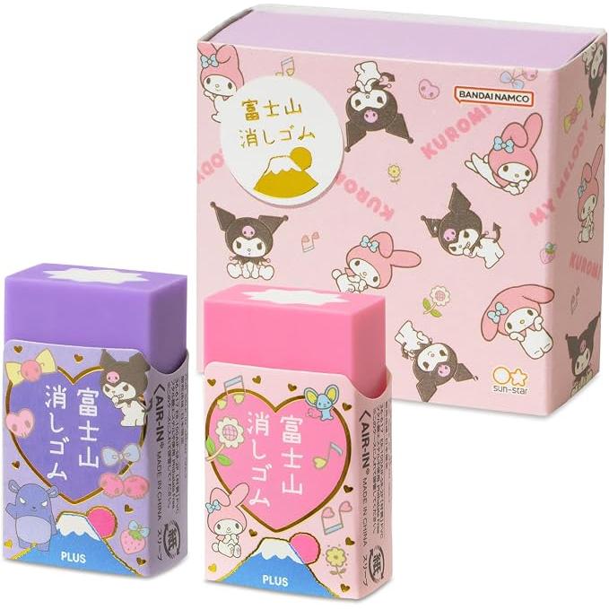 PLUS Air-In Mt. Fuji Eraser Sanrio Characters – Limited 2-Piece Set, 4 Designs
