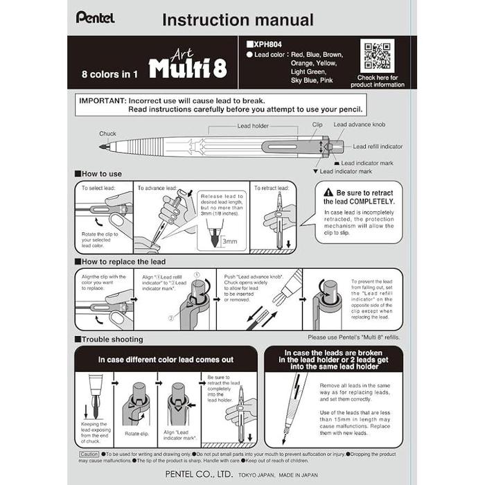 Pentel Multi 8 Series Multi-Lead Pencil Set with Refills – Art Multi 8 / Multi 8