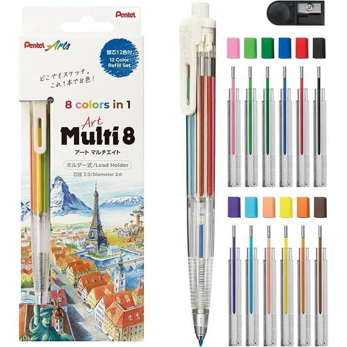 Pentel Multi 8 Series Multi-Lead Pencil Set with Refills – Art Multi 8 / Multi 8