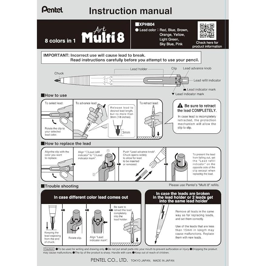 Pentel Multi 8 Series Multi-Lead Pencil Set with Refills – Art Multi 8 / Super Multi 8 / Multi 8
