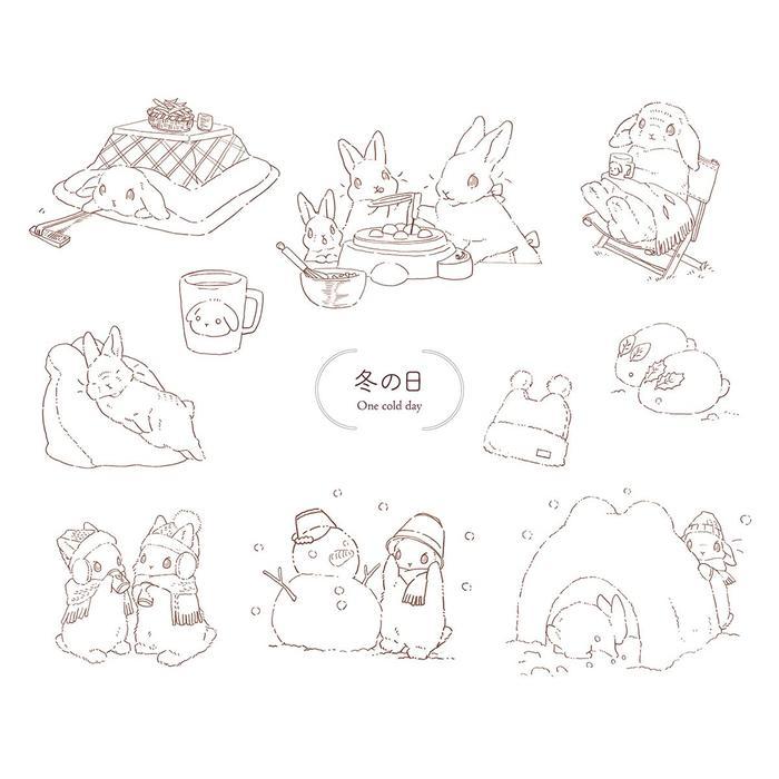 Rabbits and Nostalgic Japanese Scenery – KODAWARI Coloring Book Series