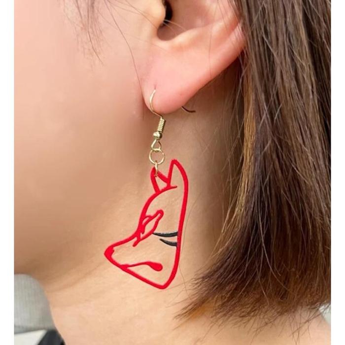 Fox Mask Earrings – Japanese Kitsune Motif Brass Jewelry