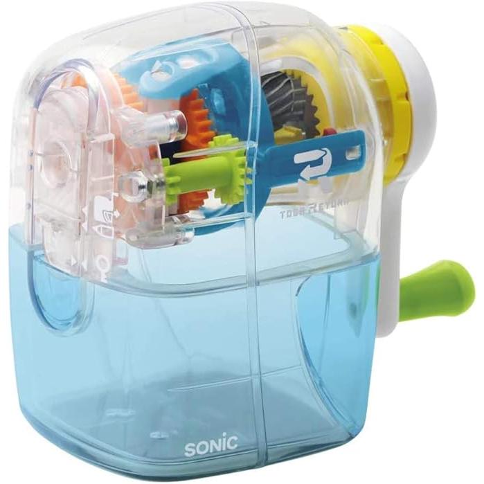 Sonic Togar-Return Manual Pencil Sharpener | Transparent, Safe, Multi-Shape Compatible
