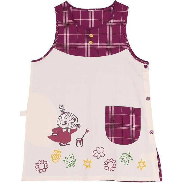 St Ladies Moomin Apron, Check Bordeaux – Adult Size M-L