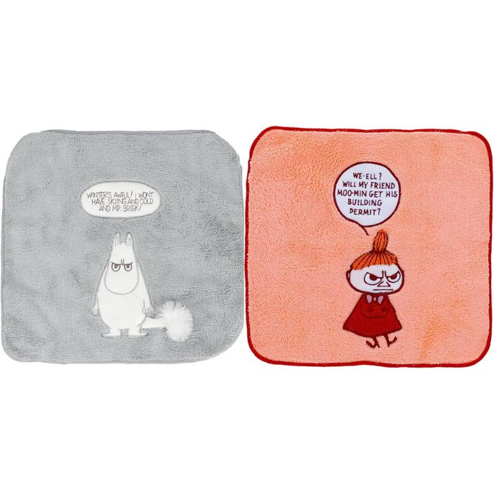Marushin MOOMIN Mini Hand Towel 25×25cm – Grumpy Face / Grumpy Pose (Moomin / Little My) Antibacterial Microfiber Handkerchief