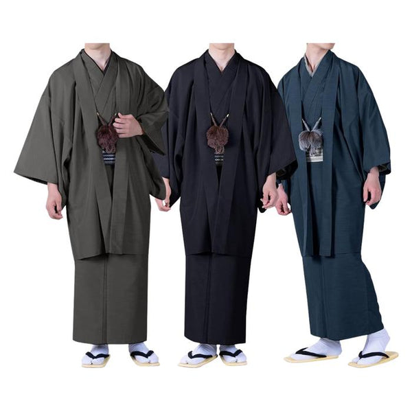 Kyoetsu Men’s Kimono & Haori Set – Pongee Fabric (Available in 3 colors)