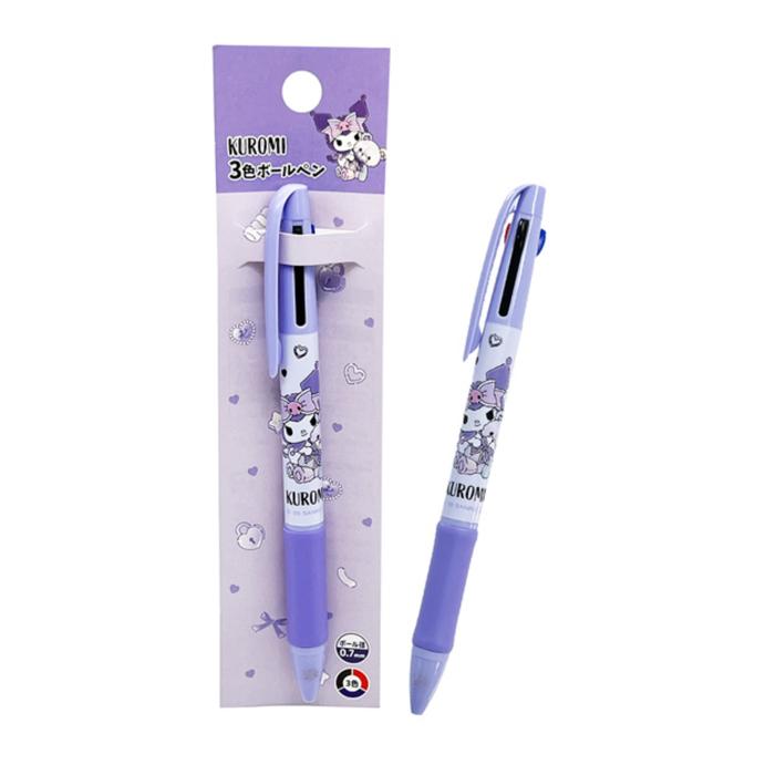Kuromi 3-Color Ballpoint Pen | Sanrio Multi-Ink Pen with Cute Design