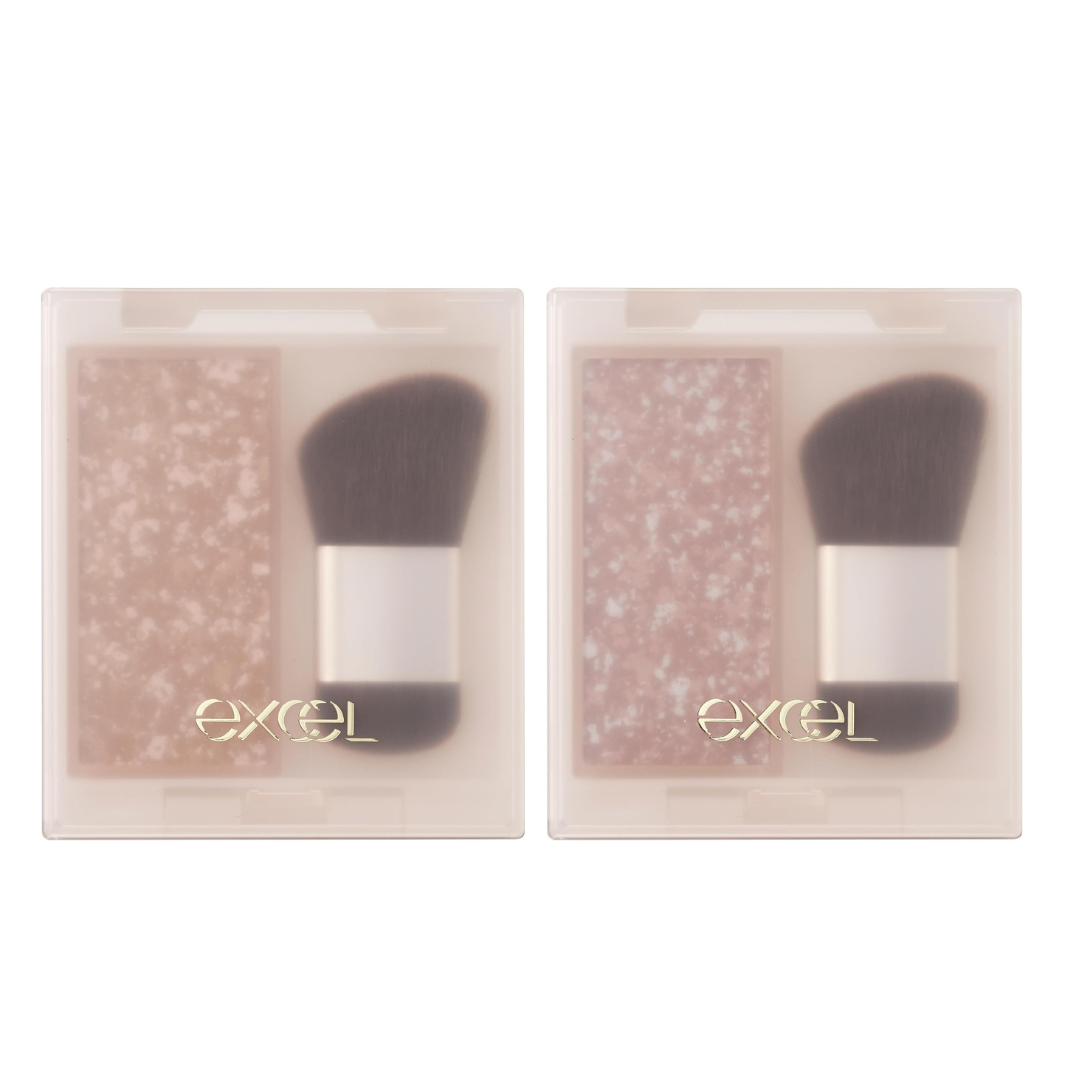 Excel Impressive Mood Shade 3.4g – 3-Color Contour Powder, 2 Colors [Alcohol-free]