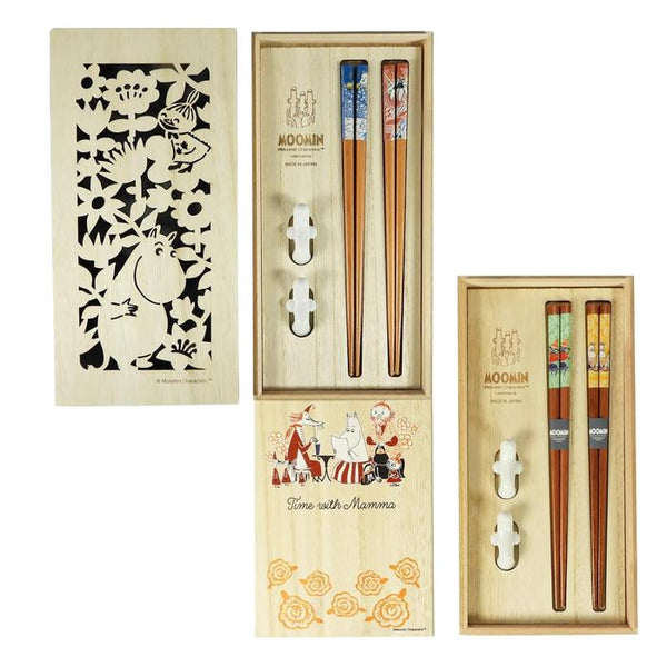 Moomin Chopstick Gift Set with Chopstick Rests in Wooden Box