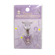 Kuromi Acrylic Charm with Silicone Ring | Sanrio Keychain for Bottles, Umbrellas & Pouches