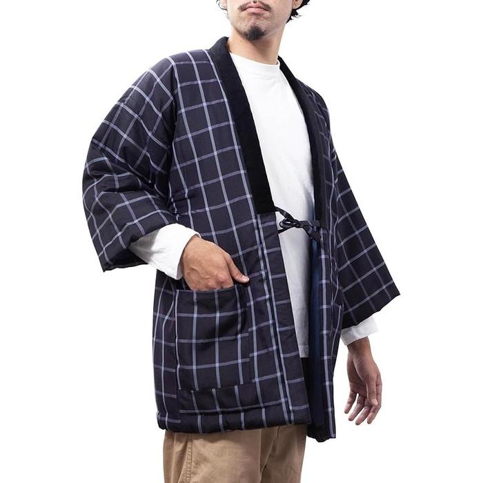 Wata no Sato Men’s Kurume Hanten – Handmade in Japan | Short Winter Coat | Cotton-Filled Traditional Jacket