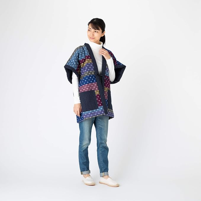 Watanosato Women's Kurume Hanten – Random Patchwork Yakko Style, Made in Japan