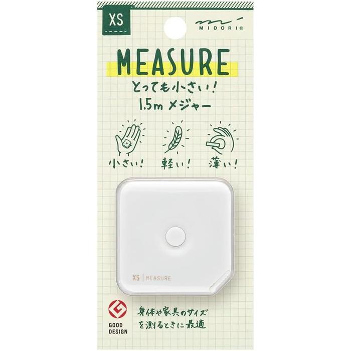 MIDORI XS Compact Tape Measure – Retractable Mini Measuring Tape 1.5m | 4 Colors