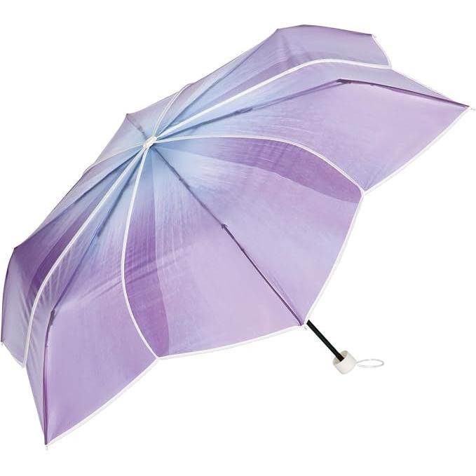 Wpc. Hydrangea Umbrella Mini – Transparent Folding Rain Umbrella, Off & Purple