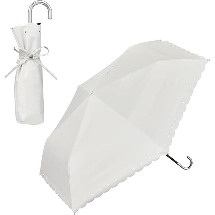 Wpc. Shading Silver Ribbon Heart Mini Folding Parasol – 100% UV Cut, Rain or Shine