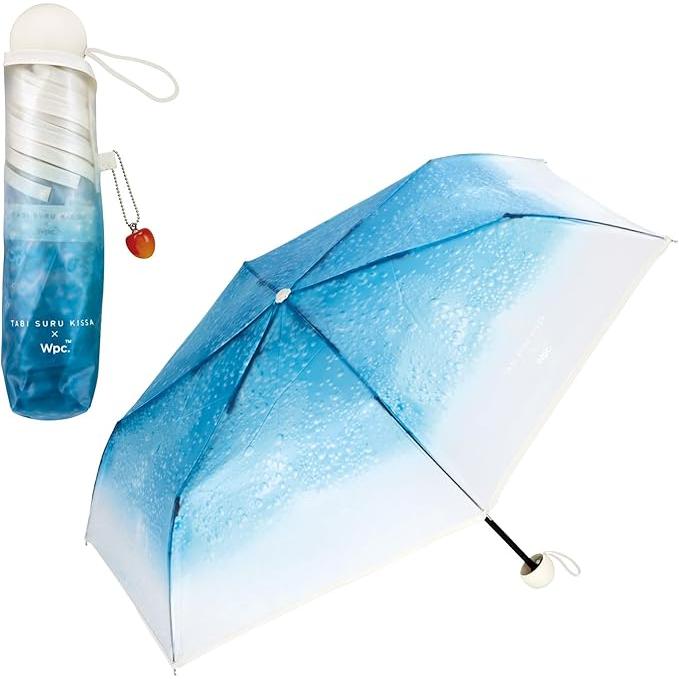 Wpc. × Traveling Coffee Shop Cream Soda Umbrella Mini – Folding Vinyl Rain Umbrella, Green & Blue