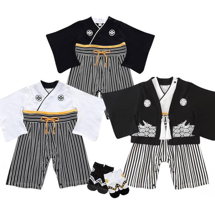 Baby Hakama Romper – Traditional Japanese Style Outfit for Boys (70–100 cm)