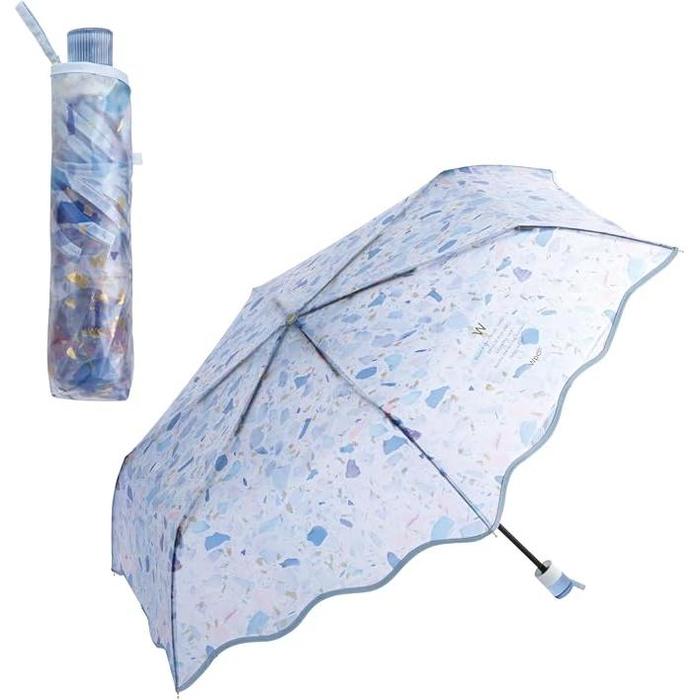 Wpc. Pale Stone Umbrella Mini – Folding Clear Rain Umbrella, Terrazzo Design