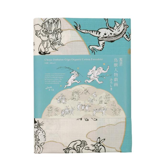 MUSUBI Choju Jinbutsu Giga Lotus Leaf Furoshiki – Organic Cotton, 100 cm