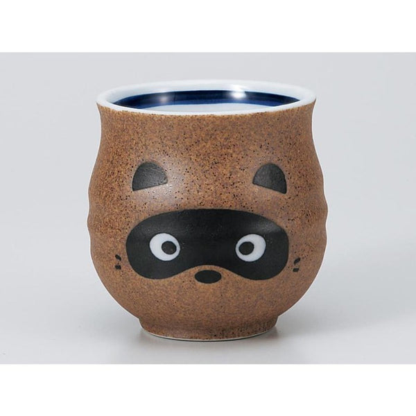 Yunomi mug with a Tanuki motif, Mino ceramics