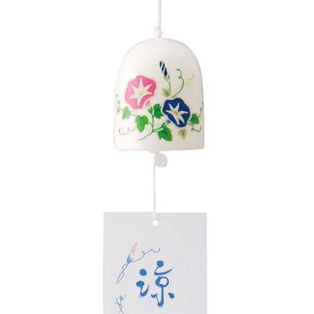 Fuurin ceramic wind chime with Asagao flower motif (large)