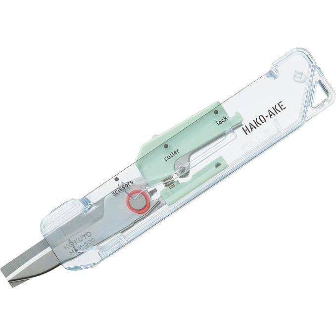 KOKUYO Hacoake 2-Way Portable Scissors & Box Cutter – Transparent Mechanism | 4 Colors