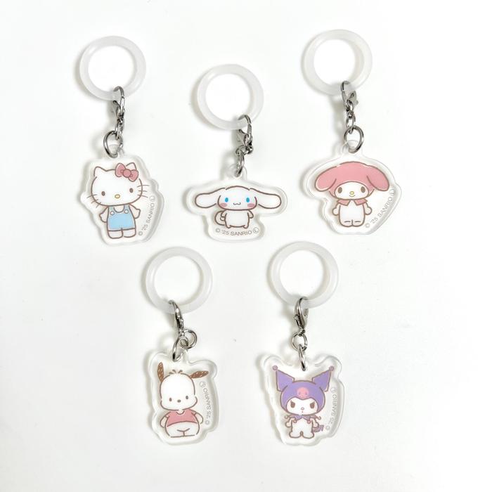 Kuromi Acrylic Charm with Silicone Ring | Sanrio Keychain for Bottles, Umbrellas & Pouches