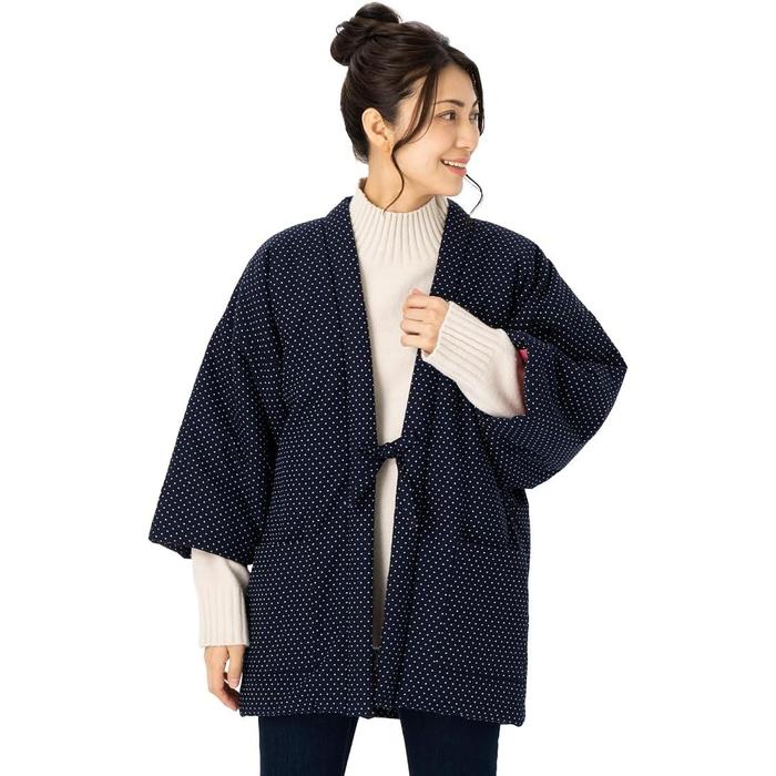 Watanosato Women's Kurume Dobby Hanten 8080 – Cotton-Filled Japanese Winter Jacket, 6 Designs