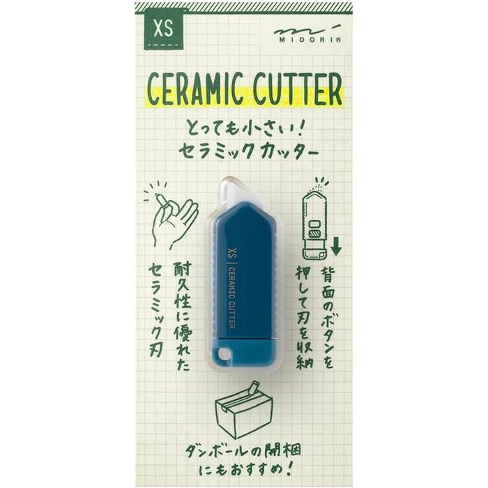 MIDORI XS Ceramic Cutter – Ultra-Compact Refillable Cutter, 4 Colors + Replacement Blade