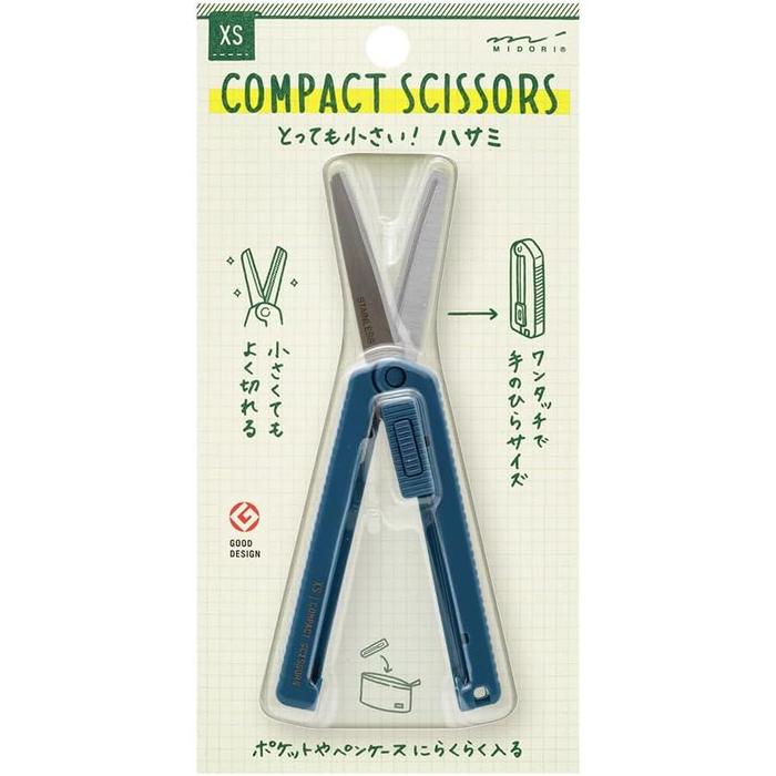 MIDORI XS Compact Scissors – Retractable Stainless Steel Blade, 4 Colors