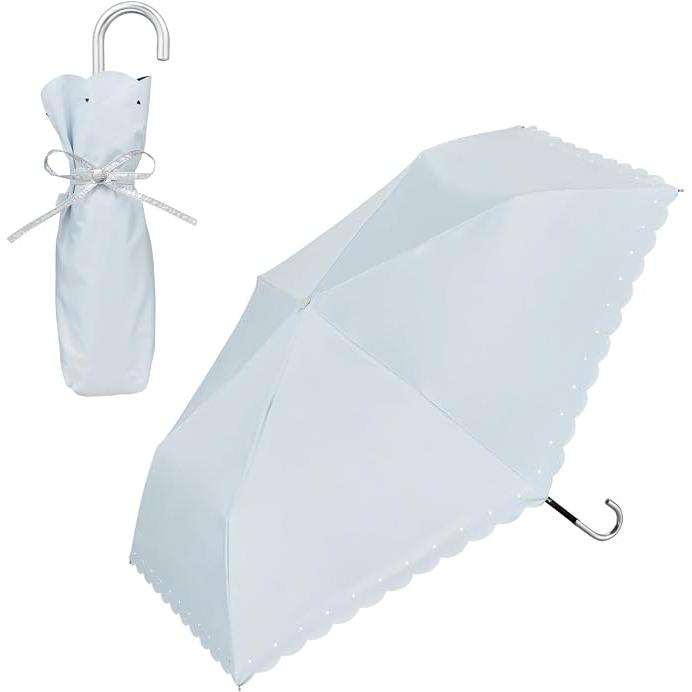 Wpc. Shading Silver Ribbon Heart Mini Folding Parasol – 100% UV Cut, Rain or Shine