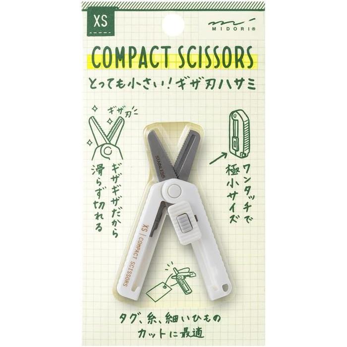 MIDORI XS Compact Scissors – Serrated Blade, 4 Colors