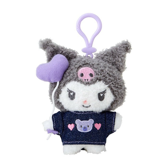 [Sanrio] Kuromi Mascot Holder (Denim Patch) Plush Keychain – Colorful and Fun 12cm 182613