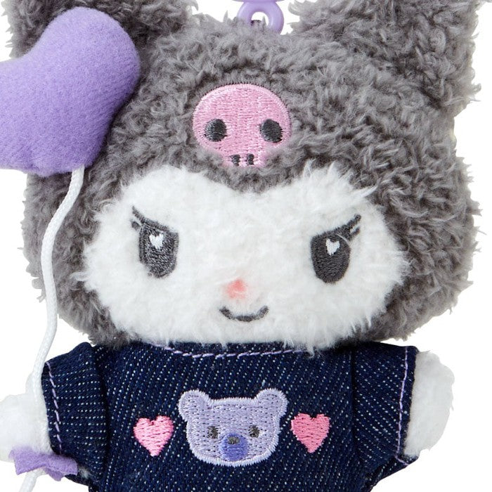 [Sanrio] Kuromi Mascot Holder (Denim Patch) Plush Keychain – Colorful and Fun 12cm 182613
