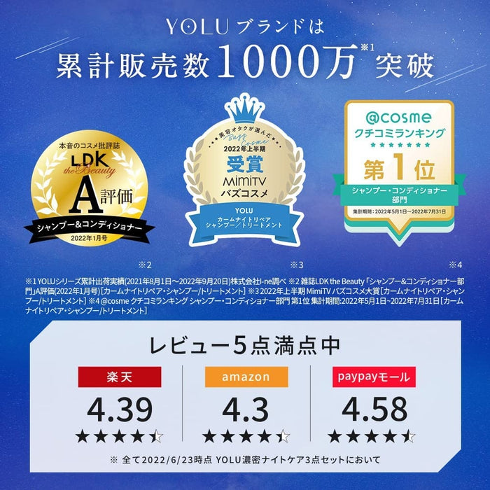 YOLU Calm Night Repair Regenerating Night Shampoo NUMBER 1 COSME! 440ml [Without alcohol]