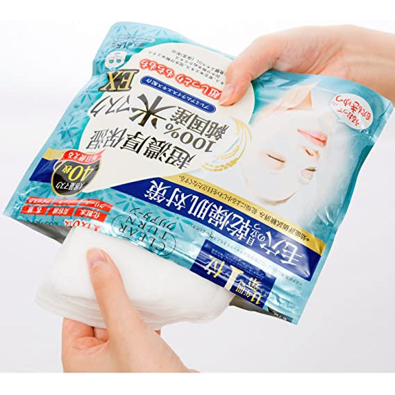 CLEAR TURN - Sheet masks for skin with enlarged pores with Japanese rice extract 40 pieces [With alcohol]