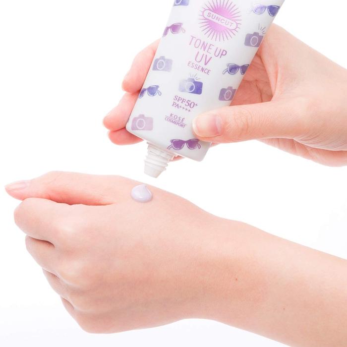 SUNCUT TONE UP UV ESSENCE - Sunscreen essence SPF50+PA++++ toning the skin color (violet) 80g [With alcohol]