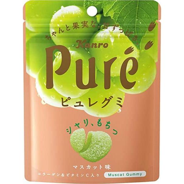 Kanro Pure Gummy Sour white grape flavored jellies based on real PURE juice 56g